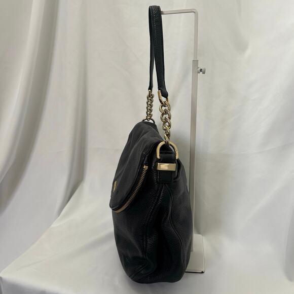 Michael Kors Bedford Tassel Satchel Bag Black Pebbled Leather Handbag Purse - Picture 3 of 16